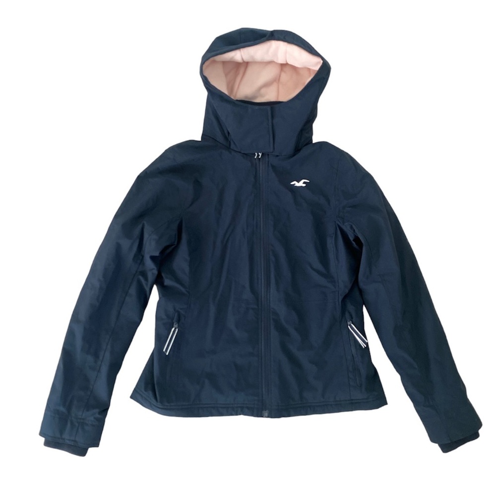 Women Hollister California All-Weather Jacket Navy Pink, Size Medium